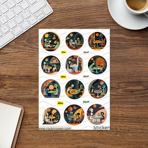 Alien Pizza (2), Funny, Modern Art Sticker sheet