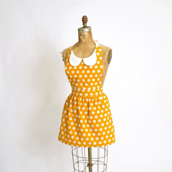 Retro Apron Mustard Polka Dot Apron