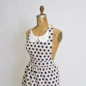 Retro Apron Navy Polka Dot Apron