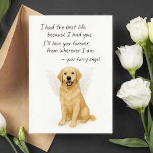 Dog Sympathy Card, Sympathy Gift, Pet Loss Printable, Golden Retriever Angel, Dog Memorial Art, Rainbow Bridge Poem, Gift for Pet Parents