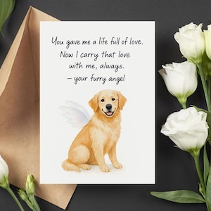 Carte de sympathie pour chien, cadeau de sympathie pour chien, impression sur la perte d'un animal de compagnie, monument commémoratif du chien du pont arc-en-ciel, cadeau pour les parents d'un animal de compagnie, art ange chien, téléchargement immédiat