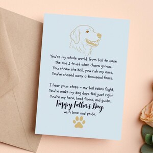 Vatertags-Hundekarte, Golden Retriever-Gedichtkarte, Puppy Love-Karte, druckbare Hundepapa-Karte, Geschenk für Tierliebhaber, gefalteter Platthund