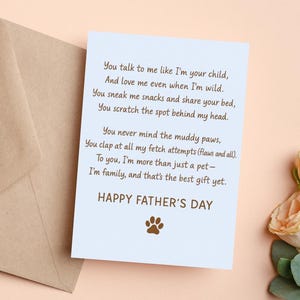 Vatertagskarte vom Hund, Welpen-Gedicht-Karte, Haustier-Vater-Grußkarte, druckbare Karte vom Hund, Hundeliebhabergeschenk, flach gefalteter digitaler Download