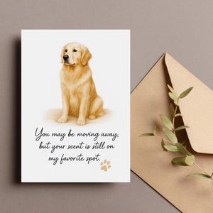 Abschied Geschenk, Umzug Karte von Hund, Golden Retriever Kunst zum ausdrucken, digitaler Download, Auf Wiedersehen Geschenk, Sentimental Abschied Karte