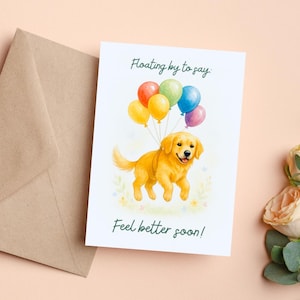 Cartão de melhoras, cartão para se sentir melhor, cartão para recuperação de cachorro, cartão para animar filhotes, cartão para cachorro para imprimir, presente para amantes de cachorro, download instantâneo