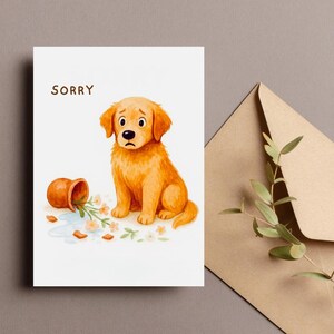 Désolé carte chien, carte d'excuses de chien drôle, note désolée pour Golden Retriever, cadeau de pardon, carte Je suis désolé, art chiot triste, téléchargement numérique
