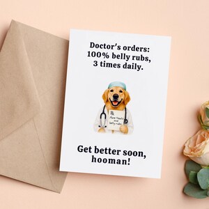 Lustiger Hund Gute Besserung Karte, Golden Retriever Doktor Karte, 5x7 ”Grußkarte, Trostkarte für Kranken Freund, fröhliche Karte für Hundeliebhaber
