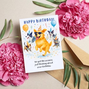 Carte d'anniversaire drôle de chien, carte d'anniversaire de chiot, carte de grand chien, pliée et carte plate 5 x 7, carte de fête de chien, chiot joyeux anniversaire, téléchargement numérique