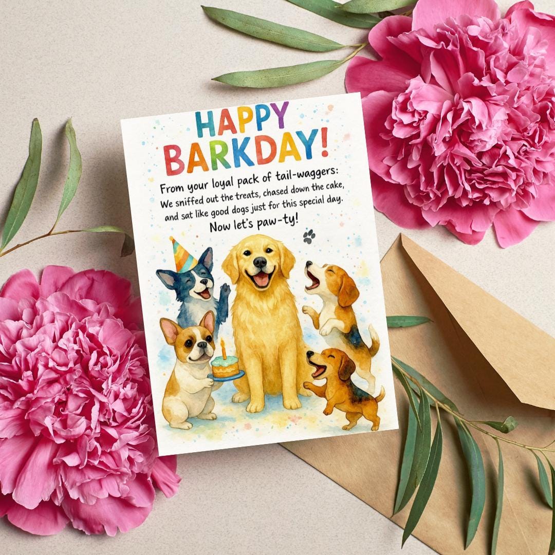 Funny Dog Birthday Card, Birthday Card From Dog, Happy Barkday Card ...