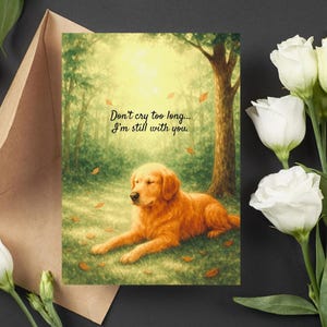 Haustier Beileid Karte, Hund Verlust Karte, Golden Retriever-Denkmal, Haustier Trauerkarte, Regenbogen Brücke Karte, trauernde Hund Geschenk, digitaler Download