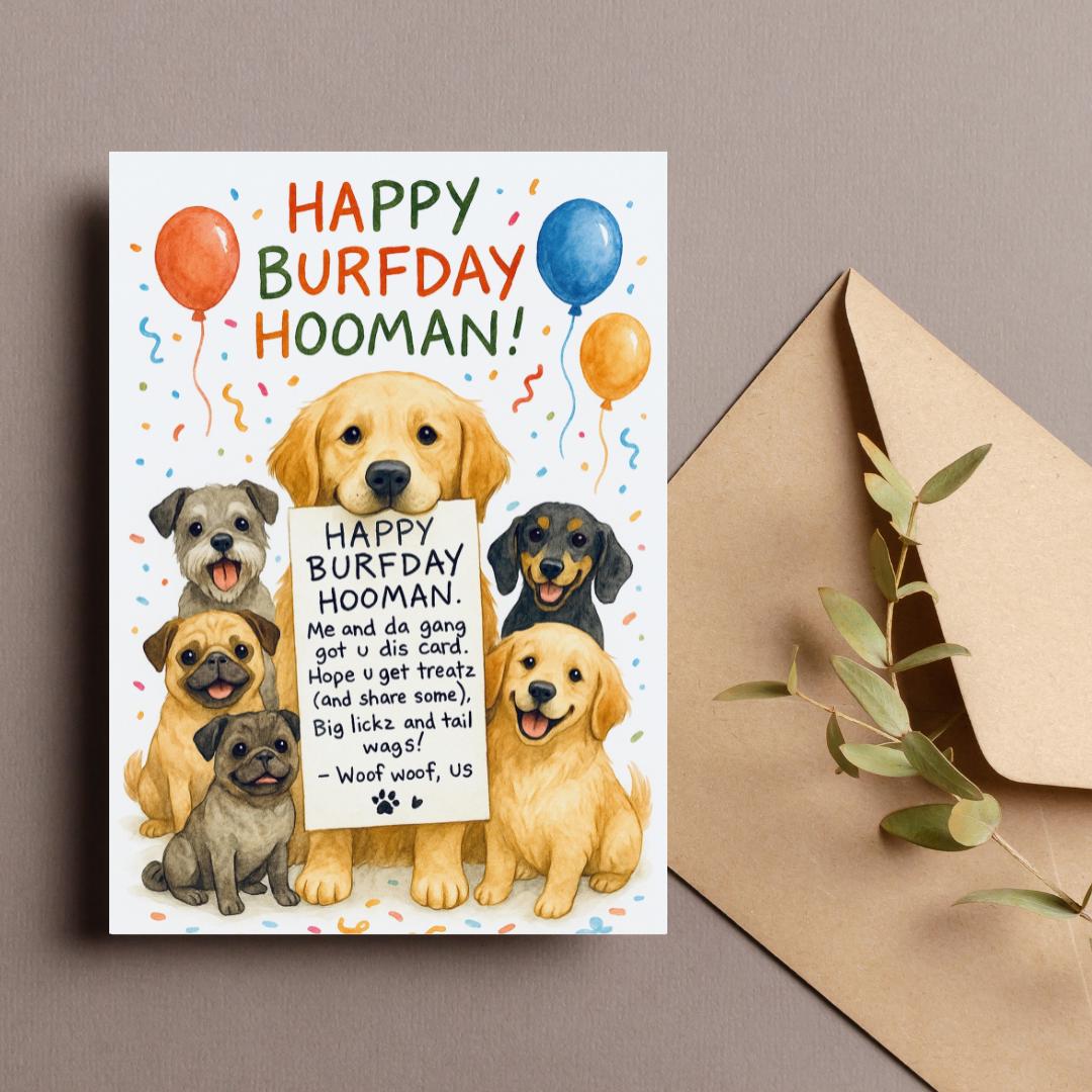 Funny Dog Birthday Card, Birthday Card From Dog, Dog Greeting Card ...
