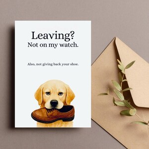 Carte d'adieu chien drôle, carte d'éloignement, Golden Retriever imprimable, cadeau pour amoureux des chiens, carte d'adieu chien, téléchargement numérique