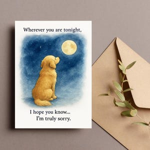 Carte désolé Golden Retriever, carte d'excuses pour les amoureux des chiens, art chien imprimable, carte de pardon, carte Je suis désolé, téléchargement numérique