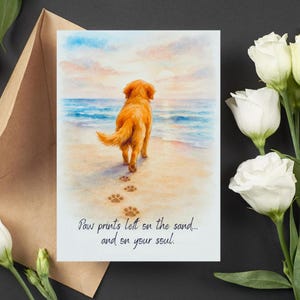 Carte de sympathie pour chien, carte commémorative du Golden Retriever, carte de perte d'animal de compagnie, pont arc-en-ciel à imprimer, carte empreinte de patte, cadeau de deuil de chien, condoléances pour animal de compagnie