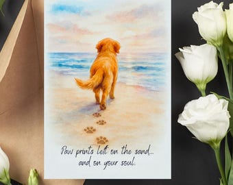 Dog Sympathy Card, Golden Retriever Memorial Card, Pet Loss Card, Rainbow Bridge Printable, Paw Print Card, Dog Grief Gift, Pet Condolence