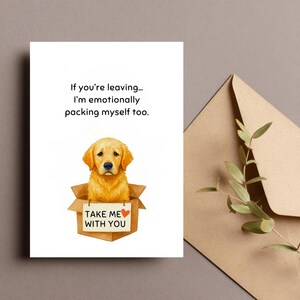 Funny Dog Farewell Card, Golden Retriever Farewell Card, Funny Goodbye Card, Office Leaving Gift, Coworker Leaving Gift, Digital Download