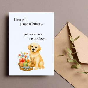 Carte d'excuses de chien, carte de pardon de chien, carte d'excuses de proposition de paix, carte de Golden Retriever, je suis désolé, téléchargement numérique, excuses de chiot mignon