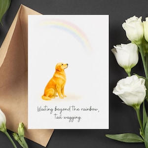 Dog Sympathy Card, Golden Retriever Rainbow Card, Pet Loss Card, Rainbow Bridge Art, Dog Memorial Gift, Printable Dog Card, Pet Grief Card