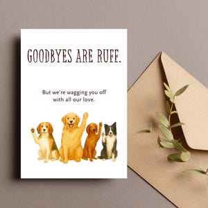 Carte d'adieu chien, cadeau d'adieu chien, carte d'adieu chien imprimable, cadeau de départ pour animal de compagnie, 5 x 7 plat et plié, cadeau pour collègues, téléchargement numérique