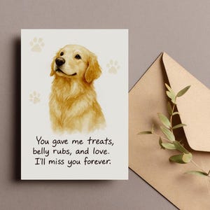 Prezent na pożegnanie, Karta pożegnalna od psa, Prezent na przeprowadzkę, Wydrukowana karta pożegnalna Golden Retriever, Sentymentalny prezent dla zwierzaka, Pobieranie cyfrowe