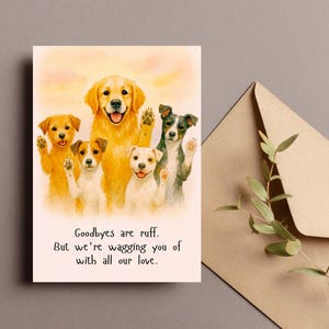 Carte d'adieu chien, cadeau d'adieu chien, au revoir drôle de chiot, 5 x 7 plat et plié, cadeau de départ pour animal de compagnie mignon, cadeau pour collègues, téléchargement numérique
