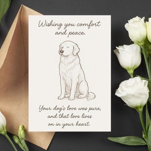 Beileidkarte Hund, Haustier Verlust Karte, Golden Retriever, Printable gefaltete Karte, digitaler Download, Trauer Geschenk, Hund Sympathiegeschenk, 5 x 7 Karte