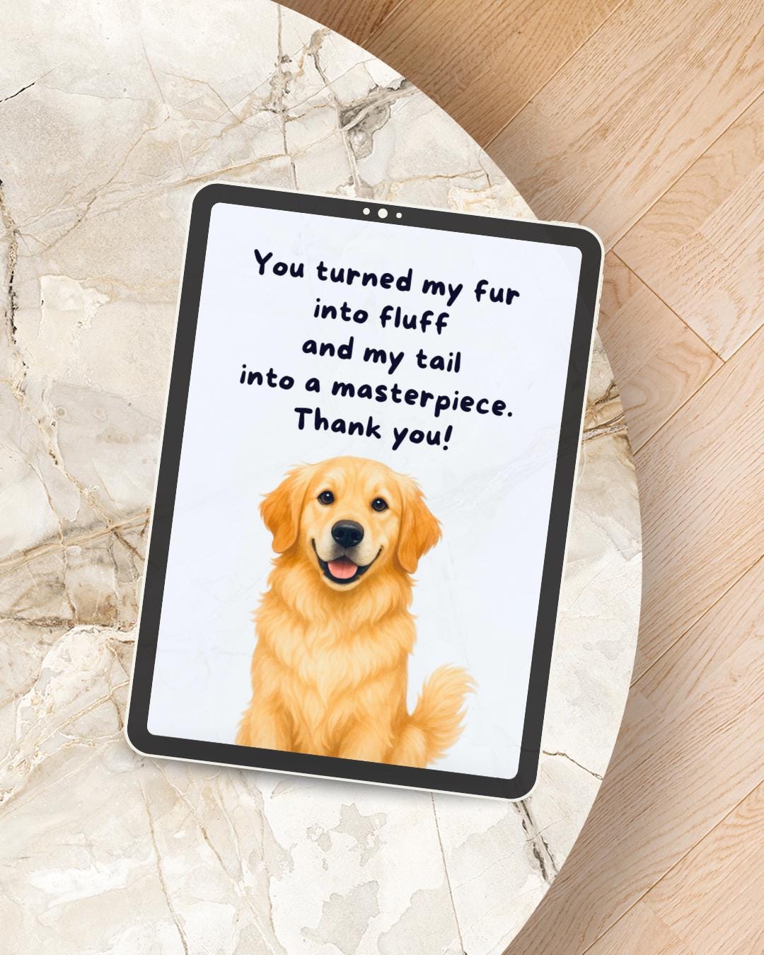 View of Thank You Dog Groomer Card, Golden Retriever Appreciation Card, Funny ...