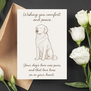 Carte de sympathie pour chien, carte pour la perte d'un animal de compagnie, Golden Retriever, carte pliée imprimable, téléchargement numérique, cadeau de deuil, cadeau de sympathie pour chien, carte 5 x 7