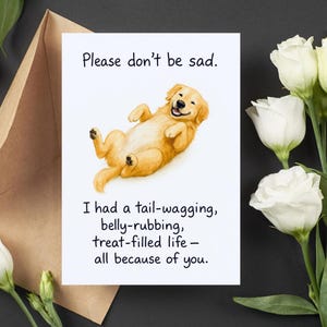 Beileidskarte für Hunde, Beileid, Mitgefühl Geschenk für Hunde, Haustier Verlust Karte, druckbare Trost Karte für Hund, Golden Retriever Art, 5 x 7 gefaltet & flach, digitaler Download