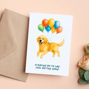 Cartão de melhoras para filhote, Cartão para se sentir melhor logo, Cartão de recuperação para cachorro, Cartão fofo para impressão para cachorro, Cartão para animar, Presente para amantes de cachorro, Download instantâneo