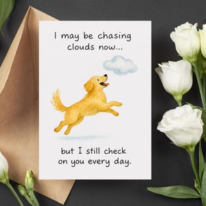 Beileidskarte für Hunde, Golden Retriever Regenbogenbrücke, Haustierverlustkarte, Trostkarte, Hundegedenkkarte, Beileidsgeschenk, digitaler Download
