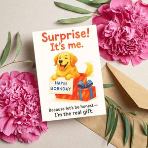 Lustiger Hund Geburtstagskarte, Golden Retriever Geschenkkarte, 5 x 7 Haustier Geburtstagskarte, druckbarer Hund Humor Gruß, Hundeliebhaber Karte, digitaler Download