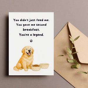 Cadeau pour gardienne de chien, carte de remerciement chien drôle, carte imprimable Golden Retriever, appréciation promeneur de chien, cadeau pour gardienne d'animaux de compagnie, téléchargement numérique