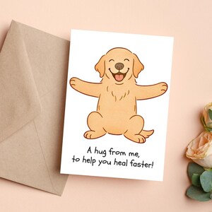 Get Well Soon Card, Dog Hug Card, Golden Retriever Card, Printable Get Well Card, Healing Vibes Card, Pawsitive Vibes, 5x7 Card