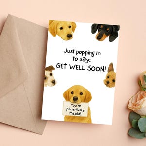 Carte de rétablissement pour chien, carte de bien-être, carte d'encouragement, carte de réconfort pour les amoureux des chiens, 5 x 7 plié et plat, téléchargement numérique