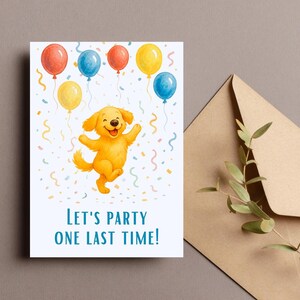 Funny Farewell Card, Goodbye Card, Let’s Party One Last Time, Dog Humor Card, Celebration Card, Coworker Leaving Gift, Digital Download