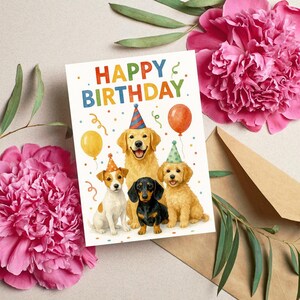 Lustige Geburtstagskarte für Hunde, Geburtstagskarte für Welpen, Alles Gute zum Geburtstag für Hundeliebhaber, Gefaltete und Flache 5x7 Karte, Digitale Grußkarte