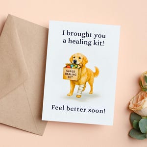 Carte de guérison pour chien drôle, imprimable, kit de guérison pour Golden Retriever, carte de voeux de 5 x 7 pouces, téléchargement immédiat, cadeau pour amoureux des animaux de compagnie