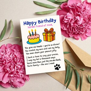Cartão de aniversário engraçado para cachorro, presente para quem ama cachorros para imprimir, cartão com poema fofo para bichinhos de estimação, cartão dobrável e plano 5x7, mensagem de aniversário para filhote, download digital