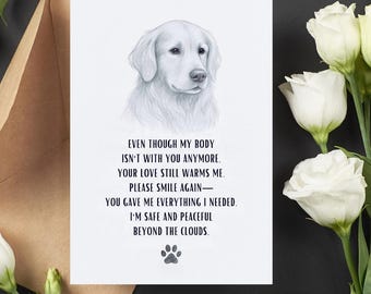 Dog Sympathy Card, Pet Loss Gift, Golden Retriever Memorial Art, Grief Message from Dog, Pet Condolence Keepsake, Digital Download