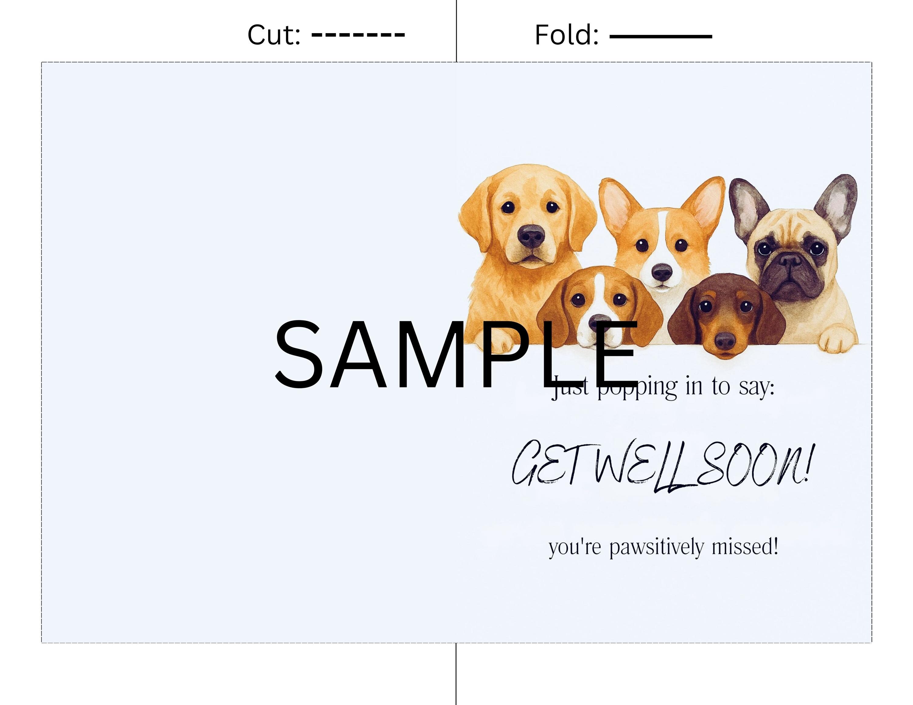 Dog Get Well Soon Card, Feel Better Soon Card, Cheer up Gift, Cute