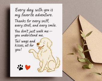 Dog Walker Gift, Puppy Appreciation Card, Dog Walker Card, Pet Sitter Gift, Thank You Printable, Digital Download, 5x7 Card