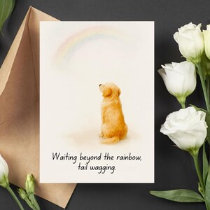 Biglietto di condoglianze per cani, biglietto per cani "Rainbow Bridge", biglietto per la perdita di un animale domestico, Golden Retriever stampabile, biglietto commemorativo per animali domestici, biglietto 5x7, download immediato