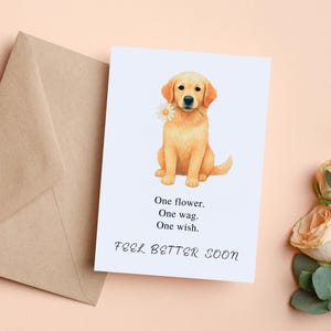 Voel je snel beter-kaart, Golden Retriever beterschapskaart, Cheer Up Card, Feel Good Gift, herstelkaart, aanmoediging puppy, digitale download