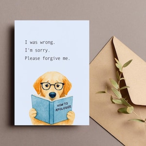 Carte d'excuses drôle, carte désolé Golden Retriever, je suis désolé imprimable, carte de voeux mignon animal de compagnie, pardonne-moi chien art, téléchargement numérique