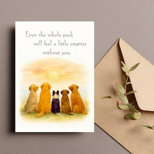 Carte d'adieu chien, cadeau d'adieu chien, carte d'adieu imprimable chien, coucher de soleil Pack Art, carte plate et pliée 5 x 7, carte si longue, téléchargement numérique