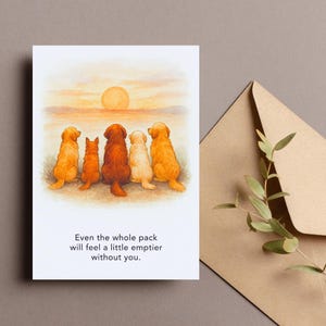 Carte d'adieu chien, cadeau d'adieu chien, au revoir Golden Retriever, carte d'adieu animal de compagnie, carte 5 x 7, cadeau d'adieu pour les amoureux des chiens, téléchargement numérique