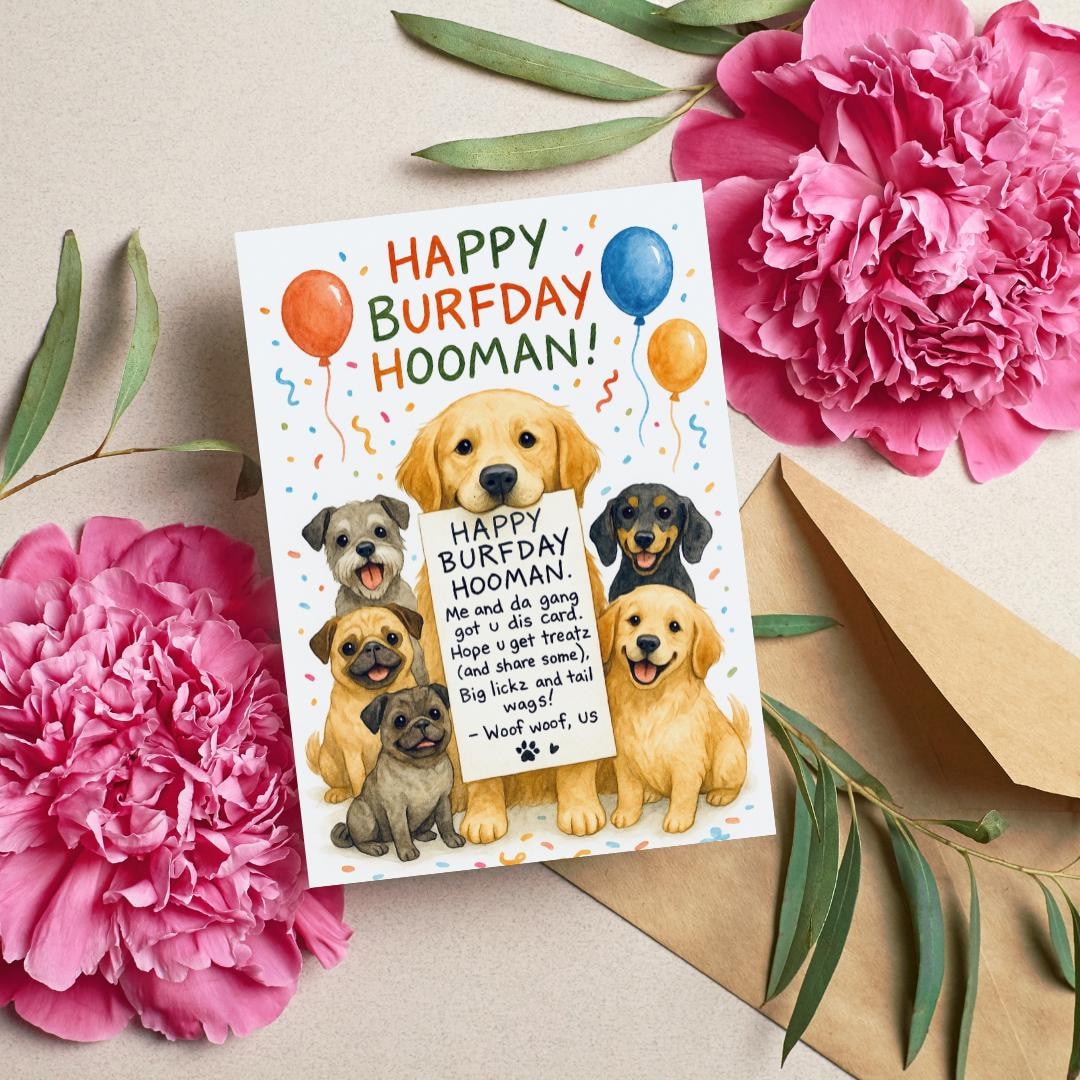 Funny Dog Birthday Card, Birthday Card From Dog, Dog Greeting Card ...
