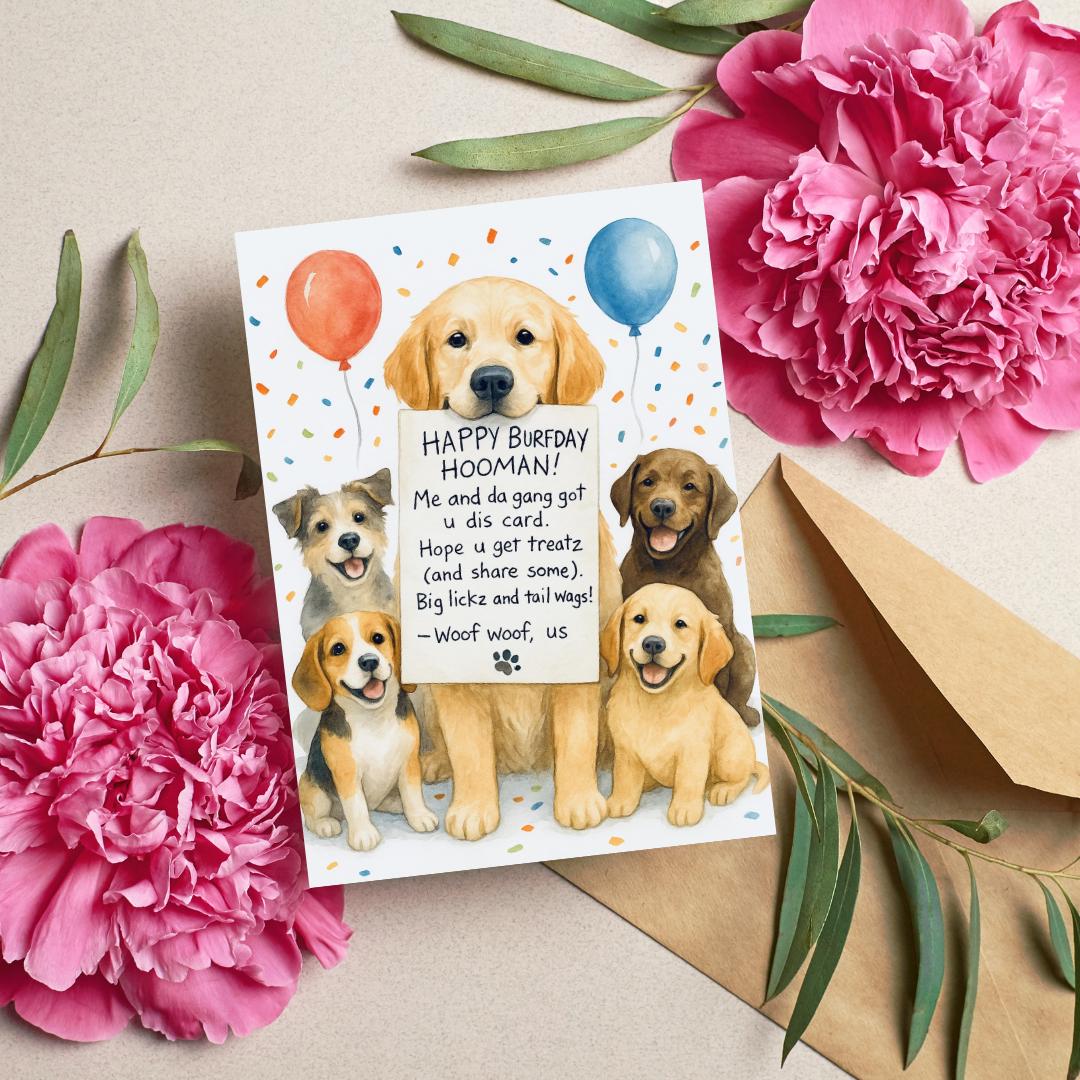 Funny Dog Birthday Card, Birthday Card From Dog, Dog Greeting Card, Flat & Folded 5x7”, Happy Barkday, Pet Parents Gift, Dog Lover Gift