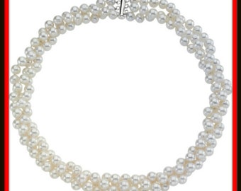 3 Row PEARL NECKLACE 22 Inch STERLING  Clasp Retail 275 + Tax!!